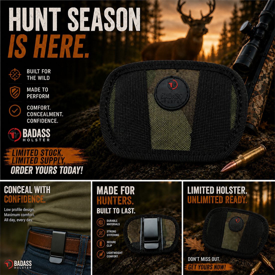 The Hunting Season Holster &mdash; camo nylon, built for the wild